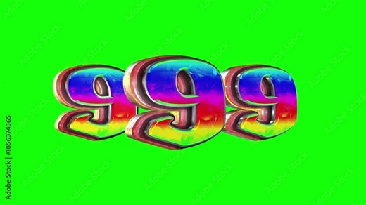 Triple Number nine 3D text loop animation