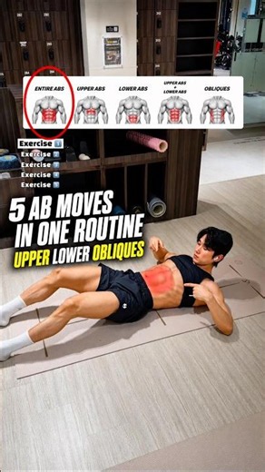 🔸5 Ab Exercises to Finish in One Routine🔥#abs #absday #absworkout #gymtips #youtubeshorts