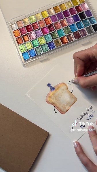 A cute and easy handmade birthday card - I wish you a little birthday toast 🍞🤭❤️ #handmade #happybirthday #happybirthdaycard #cards #crafting