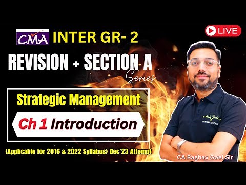 SM Chr-1 Introduction Revision | CMA Inter Strategic Management | By CA Raghav Goel Sir