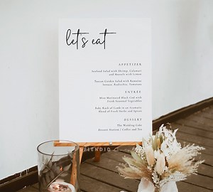 Modern Wedding Buffet Menu Sign Template: "let's Eat" (digital Download) - Harper - Etsy