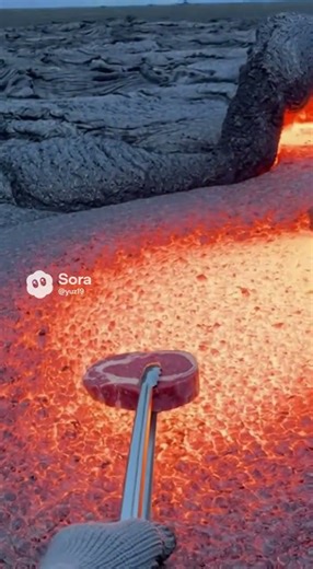 BBQ on the magma!#cooking #funny