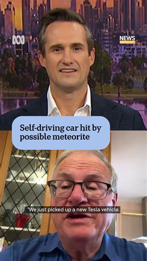 A South Australian man told ABC News Breakfast his self-driving car was struck by a possible meteorite that left his windscreen badly damaged. SA Museum is investigating and says while the odds of a meteorite hitting a moving car are "phenomenally low", they have been known to crash through garage roofs and hit parked cars. Get the news that matters to you straight from the source. Download the ABC News app via the link in our bio. #ABCNewsSA | ABC Adelaide