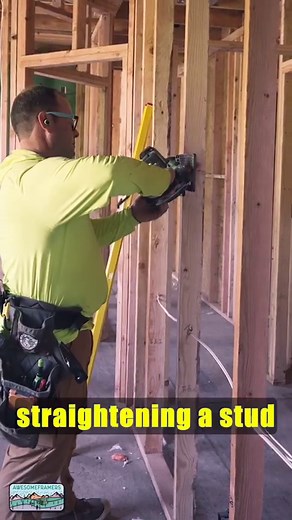 783K views · 5.4K reactions | Walk thru before drywall revealed a stud that's rather bowed. This is a technique @carpentry_bymar has shown and it works quite well. Don't do this in a load bearing wall . . Btw Timmy20 will save you 20% off @isotunes This week #fixit #framing #beatruepro #stabilalevels #qualitycontrol | awesomeframers | Facebook