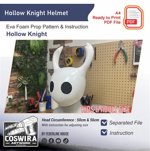 Hollow Knight Helmet Mask Prop Template   Video – EVA Foam Pattern Inspired by Hollow Knight - You Can Change the Eye - Instruction Included - Etsy