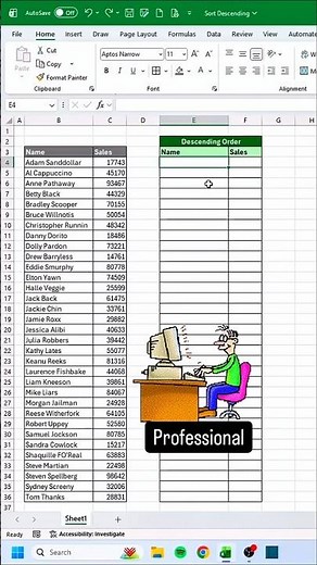 Excel me Data ko Descending Order me Kaise Sort Kare? (Step-by-Step) | #excel #shorts #video #tips..