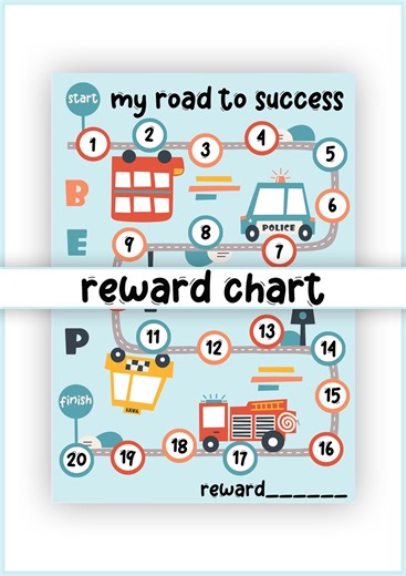Reward Chart Printable | Instant Download | Sticker Chart | Transport | Emergency Vehicles | Cars - Etsy