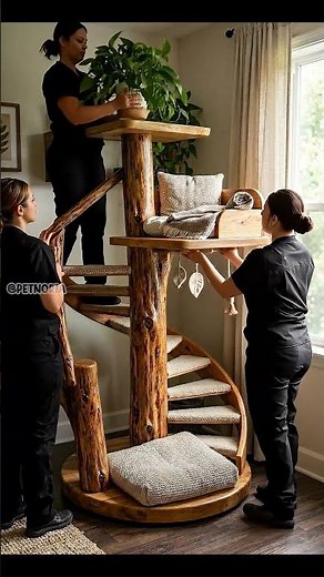 Luxury Wooden Cat Tree 🌿🐱 | Cozy Cat Paradise Setup
