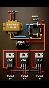 Regulated Supply Circuit #electronics #diode #transformer #circuits #PCB | Boparai- Electrical & Electronics Work