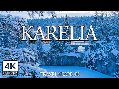 Karelia Winter 4K | Frozen Lakes, Snowy Forests & Timeless Nordic | Camping, Relaxing Piano