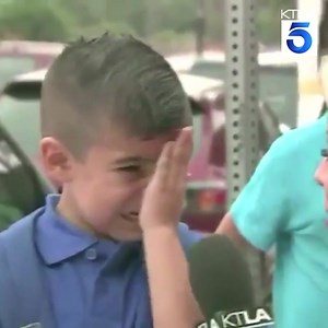 REUNITED AND IT FEELS SO GOOD: It was the meme seen around the world. KTLA 5’s Courtney Friel made a preschooler cry on his first day of school eight years ago. Now, they've reunited to recreate their viral moment. https://trib.al/TUR21hT | KTLA 5 News