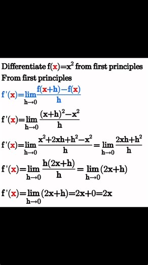 Differentiate y=x^2 from first principles #viralreelsシ #viralreelsfb #trendingreelsvideo #fbreelsfypシ゚ #fbreelsvideo #viralreelsシ #nkontapapapaa #math #learn #mathematics #trend #viralmath #viralvideo #knowledge #algebra #solve #simplify #problem #trendingvideo | Nkonta papapaa