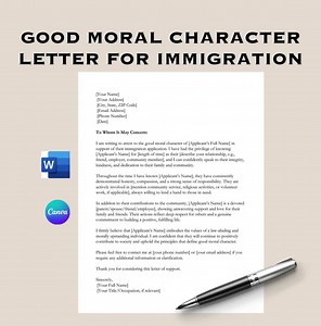 Immigration Character Reference Letter Template (digital Download) - Etsy UK