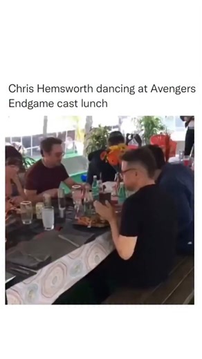@Get_risen : The Viral Storybook | Chris Hemsworth dancing at the Avengers: Endgame cast lunch is pure, chaotic happiness we never knew our souls were missing. In a room full... | Instagram