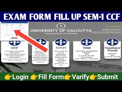 CU 1st Semester Exam Form Fillup 2026: Step-by-Step Full Process ​: Sem 1 Form Fillup : CCF & CBCS​