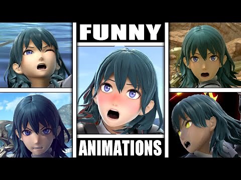 Byleth Various FUNNY ANIMATIONS in Smash Bros Ultimate (Drowning, Dizzy, Star KO, & More!)