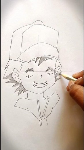Anime Pokemon Trainer Sketch ✏️ Ash‑Style Pencil Drawing #drawing Muskan Pushkar