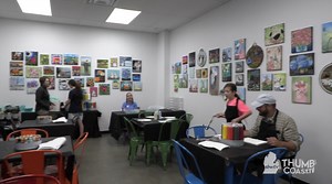 Brand new The Painted Toad Art Studio celebrates its grand opening in Marine City. What will you try first? A few of the creative projects include ceramics, woodcut crafts, and canvas painting. | Thumbcoast.tv