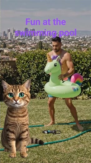 tom at the swimming pool