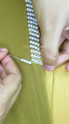 Most satisfying bead border embroidery you'll see today🧡🪡 Part-2 #diy #tutorial #sewing