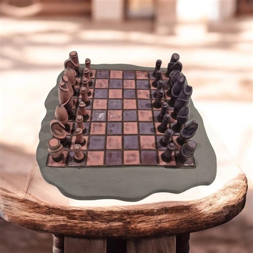 Ceramic Chess Set 30 Cm Handmade Stoneware – Modern Chess Board – Unique Home Decor Gift - Etsy