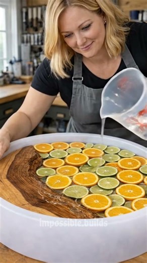 Orange & Lemon Epoxy Table – Satisfying Clear Resin Citrus Art