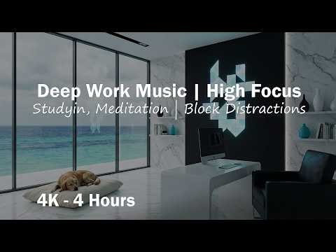 Deep Work Music 4K Screensaver | High Focus Study Music | Block Distractions (4 Hours)