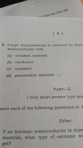 n-type semiconductor is obtained by doping semiconductor with(... | Filo