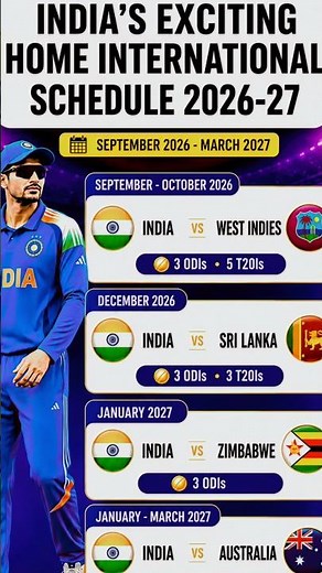 🇮🇳 India’s Home International Schedule 2026–27 | Full Cricket Calendar #cricketschedule