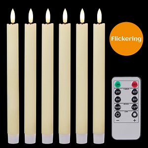 Lasumora 6PCS Real Wax LED Flameless Taper Candles with Timer and Remote Control, Battery Operated Window Candles with Flickering Flame for Christmas Gift Fireplace Home Decroration - Walmart.com