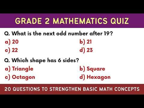 Grade 2 Mathematics Quiz | 20 Questions to Strengthen Basic Math Concepts | Class 2 School Test