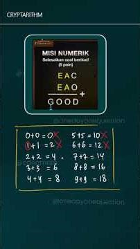Bahas Cryptarithm ROC Ruangguru #cryptarithm #maths #shorts #logika #logic #puzzle #iq #iqtest
