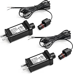 2 PCS Replacement Yard Inflatable Adapter with 9.8ft Extension Cables, 12V 1A Class 2 Power Supply,Low Voltage Transformer US Plug and Electric Cord for Halloween/Thanksgiving/Christmas Inflatables