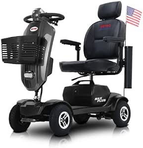 Metro Mobility - 2023 - Upgraded Older Mobility Scooter - 4 Wheel Outdoor Compact Scooter - w/ 2 * 20AH Lead Acid Batteries, 16 Miles, USB Charger Port & Cup Holder, 300W Motor (Black)