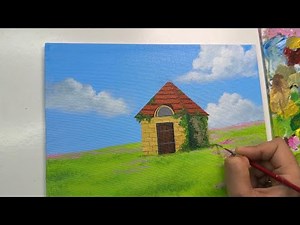 Acrylic painting tutorial for beginners / studio ghibli painting