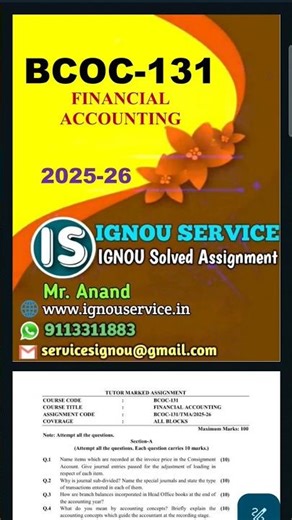 BCOC-131 Solved Assignment English Medium 2025-26 #ignou #ignousolvedassignment #assignment