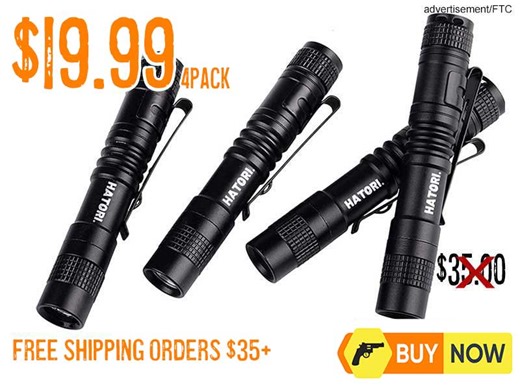 4 Pack Hatori Super Small Mini LED Flashlight Set $19.99 FREE S&H Orders$35