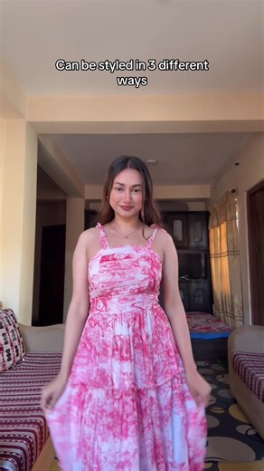 Chiffon dresscan be styled in three different ways WhatsApp 9863596317 . . . #nepali #taracollection_np #nepalisummerdress #summerdress #backlacedress