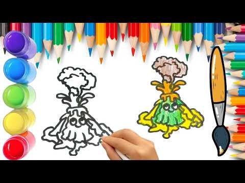 How To Draw cute volcano Drawing, Painting & Coloring For Kids and Toddlers_ Child Art 🐋🌈🎨