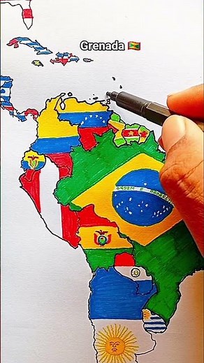 Draw Flag Map of Grenada 🇬🇩 #grenada