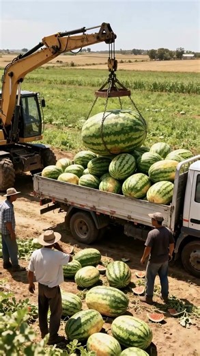 Extra large watermelons require a crane#shorts #farmer #fruit #nature #agriculture #farming