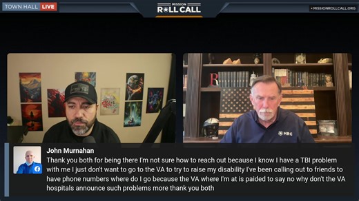 Join Mission Roll Call CEO Jim Whaley and COO Ray Whitaker each month for a powerful, no-nonsense conversation on the issues shaping the lives of veterans, their families, and those who stand beside them. This isn’t just a recap of the month… it’s a rally point. A place where voices are heard, hard topics are addressed head-on, and real impact begins. Watch live, jump into the conversation, ask questions, and engage in real time with the leadership fighting every day for those who’ve served. You