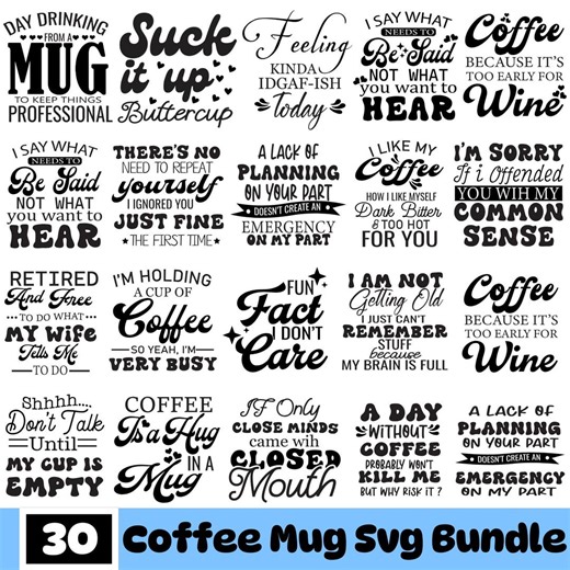 Coffee Mug Svg Bundle, Funny Coffee Mug Svg, Coffee Cup Svg, Office Humor Svg, Digital Download, Sarcastic Quotes Svg, Quotes for Mugs - Etsy Canada