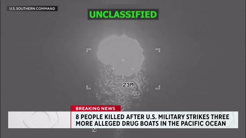 8 killed after U.S. military strikes 3 more alleged drug boats in the Pacific Ocean