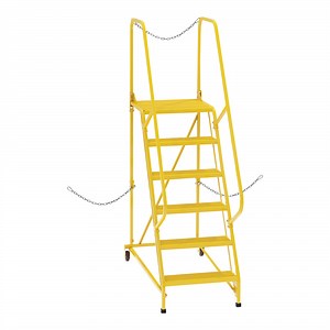 Vestil 24" x 21" x 60" Yellow 6-Step Steel Semi-Trailer Access Ladder with Perforated Steps LAD-STAL-6-P-YL - 350 lb. Capacity
