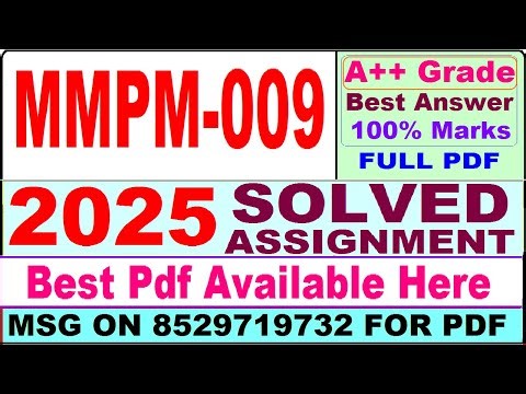 MMPM 009 solved assignment 2025 || mmpm 009 solved assignment 2025 in English || ignou mmpm009 2025