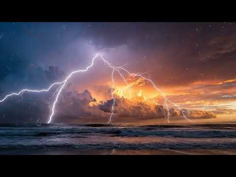 Powerful Thunderstorm Over Ocean | Real Rain, Thunder & Lightning Sounds