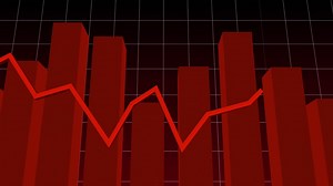 Animation of a red graph on white grid on red background | Premium Stock Video Footage