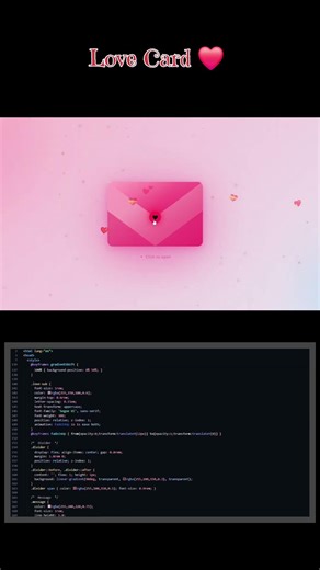 Love card using html css js. #coding #shortsfeed #shorts #viral