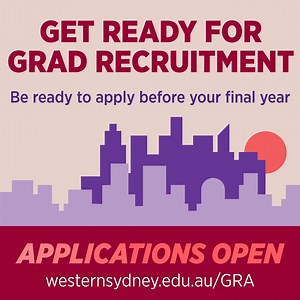 Applications for the Graduate Recruitment Accelerator (GRA) is now open for Western Sydney University students in their penultimate or final year. This Accelerator will introduce you to graduate programs and how to make sure your application is competitive. Apply Now!! Visit our LinkTree for more information. #graduateprogram #Careers | Western Sydney University - Careers